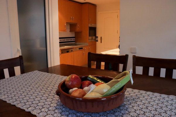 Kitchen with bar table in the apartment